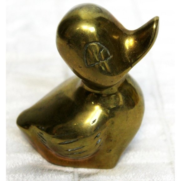 VTG 70s or 80s Solid Brass Duck Duckling Paperweight Figure Decor Small - Picture 1 of 10